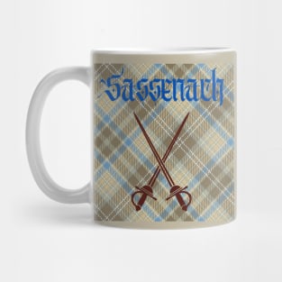 Sassenach with brown plaid and sword design Mug